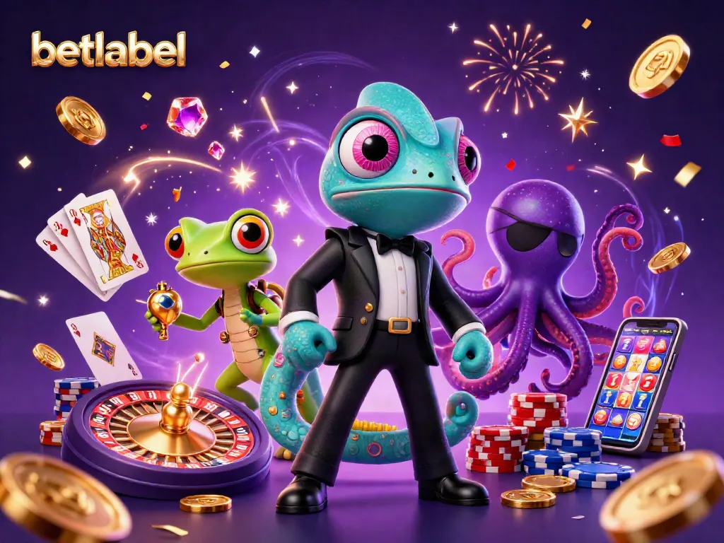 Experience stunning gameplay at betlabel featuring dynamic characters with slot machines and casino elements.